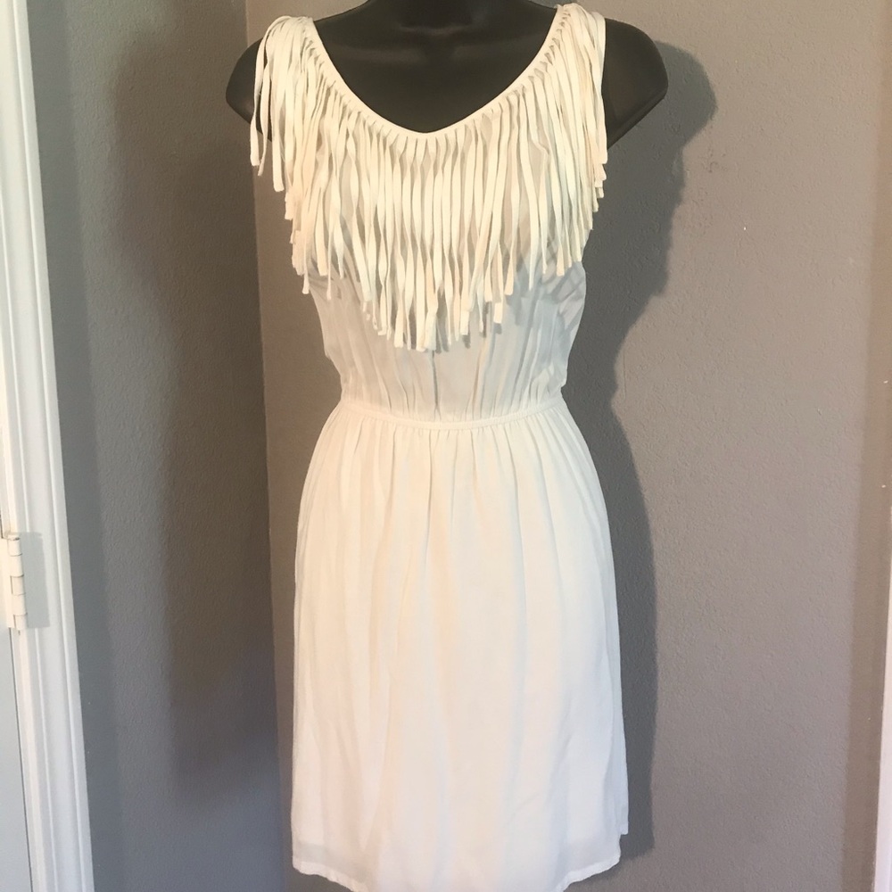 White Dress with Fringe Neckline by Ariat,